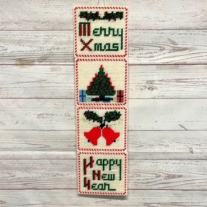 Vintage Needlepoint Holiday wall hanging